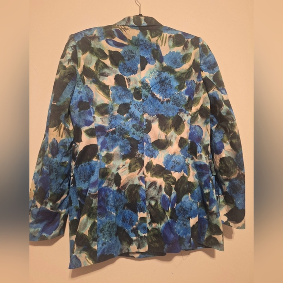 Dries Van Noten Blue 'Bowy Floral Print'  Women's Twill Blazer Size 44 - Picture 13 of 13